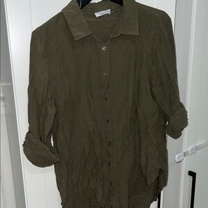 Calvin Klein Women's Olive Button Down Shirt